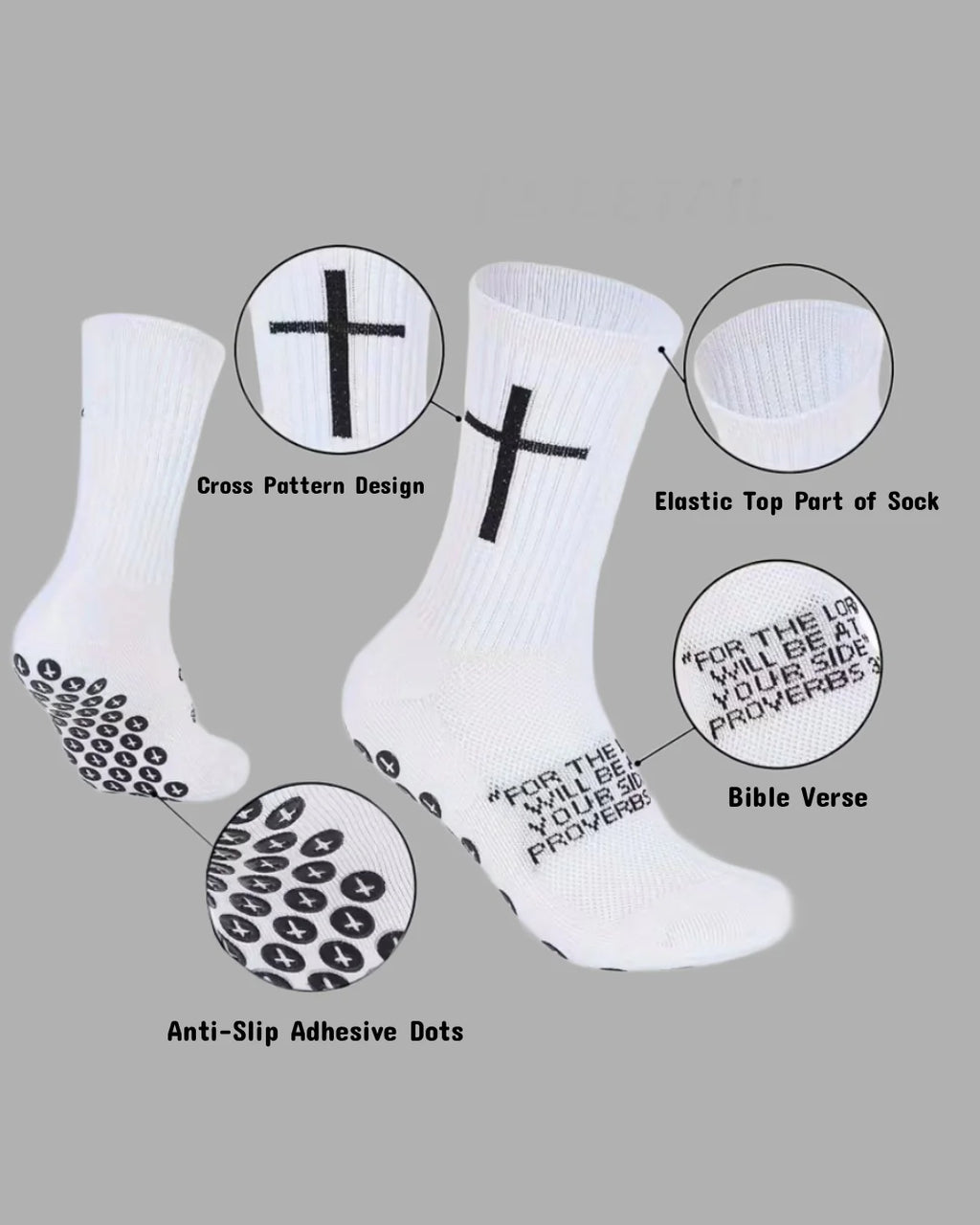 Christian Grip Socks (White)